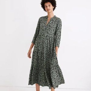 Madewell Button-Front Tiered Midi Dress in Fleur Field XS
